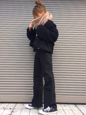 「NINE（ナイン）のアイテム（ブルゾン）」を使った、chikaさん（レディース・162cm）の冬コーディネート