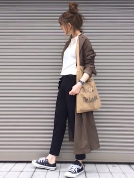 「TODAYFUL（トゥデイフル）のVintageトートバッグ（トートバッグ）」を使った、chikaさん（レディース・162cm）の春コーディネート