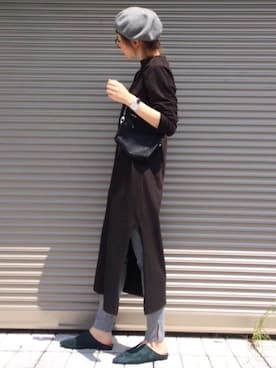 「ADAM ET ROPE'（アダムエロペ）のアイテム（ハンチング/ベレー帽）」を使った、chikaさん（レディース・162cm）の秋コーディネート