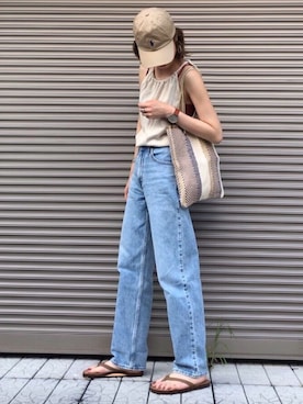 「RAINBOW（レインボー）のアイテム」を使った、chikaさん（レディース・162cm）の夏コーディネート