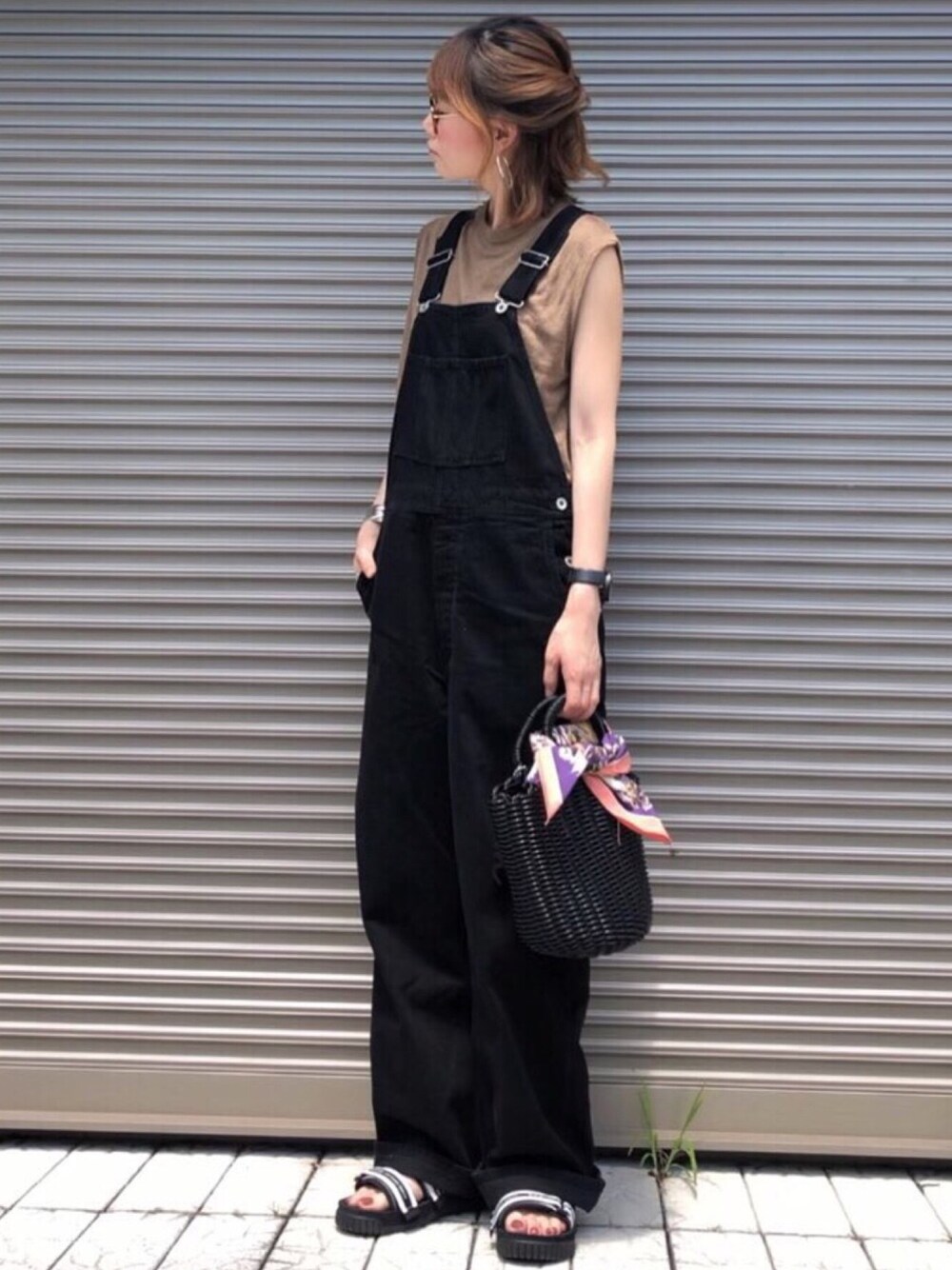ビューティーアンドユース　コットンデニムオーバーオール　ブラック　サロペット BEAUTY&YOUTH UNITED ARROWS（ビューティーアンドユース