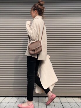 「Ungrid（アングリッド）のハイウエストスキニーデニム（デニムパンツ）」を使った、chikaさん（レディース・162cm）の冬コーディネート