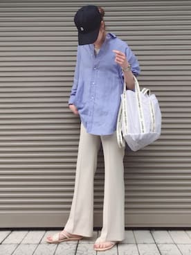 「plage（プラージュ）のアイテム（スラックス）」を使った、chikaさん（レディース・162cm）の夏コーディネート