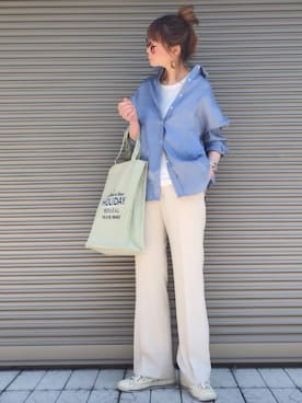 「plage（プラージュ）のアイテム（スラックス）」を使った、chikaさん（レディース・162cm）の夏コーディネート