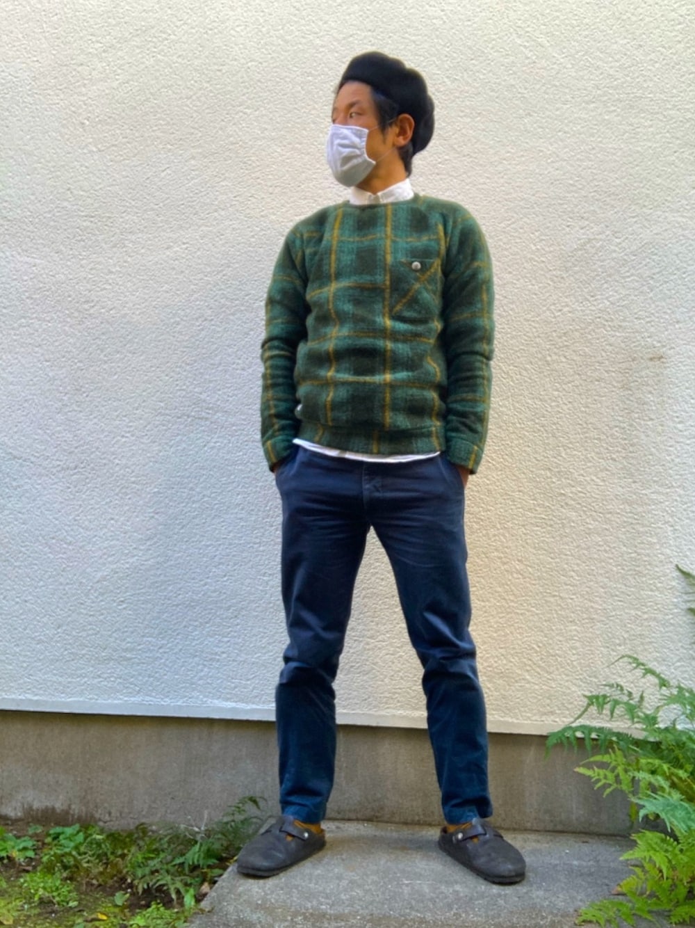 「秋コーデ、お洒落さんとつながりたい、物持ちが良い人になりたい、リサイクルショップ、日本製、日本製の服が好き、ｋｅｌｅｎ」｜「Kelenのアイテム（ニット/セーター、グリーン系）」を使った、rnt9063さん（メンズ・168cm）の秋コーディネートの1枚目の写真