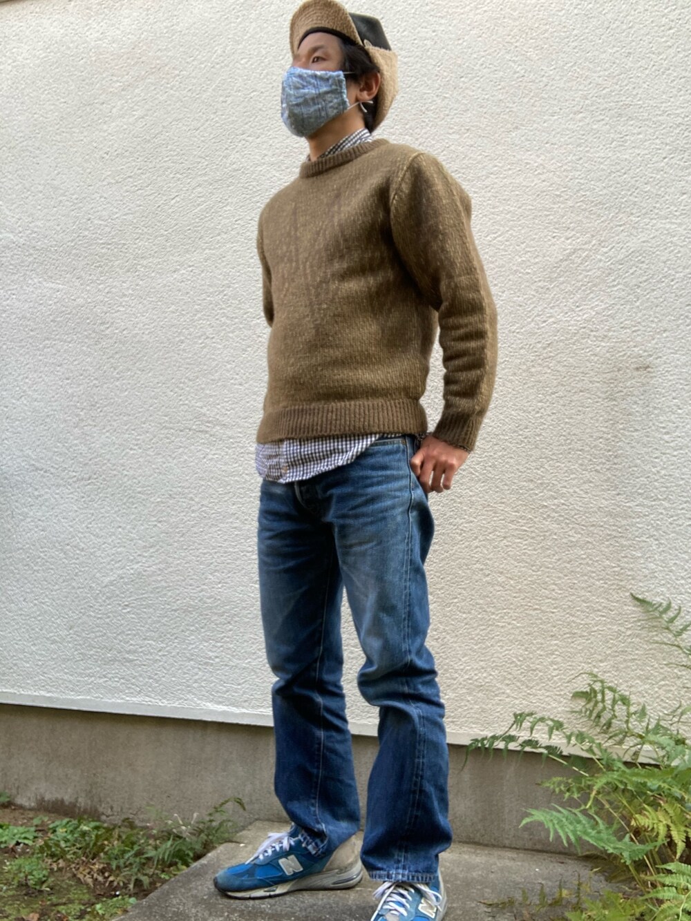 「MEN'S BIGIのアイテム（ニット/セーター、ベージュ系）」を使った、rnt9063さん（メンズ・168cm）の秋コーディネートの1枚目の写真