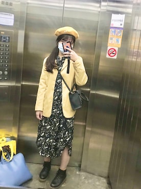 「NET（ネット）のアイテム（ハンチング/ベレー帽）」を使った、仁さん（レディース・164cm）の春コーディネート