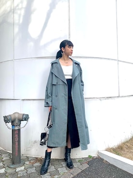 「EMODA」｜「アイテム（トレンチコート）」を使った、パニラガオパオリン (ELENDEEK)さん（レディース・168cm）の冬コーディネート