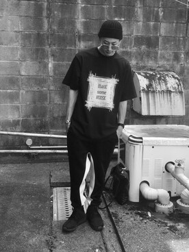 「AZUL by moussy（アズールバイマウジー）のアイテム（ニットキャップ/ビーニー）」を使った、motoyama_kunさん（メンズ・180cm）の夏コーディネート