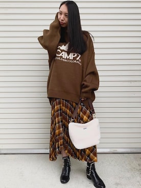 「CAMP7」｜「アイテム（ブーツ）」を使った、Norikaさん（レディース・160cm）の秋コーディネート