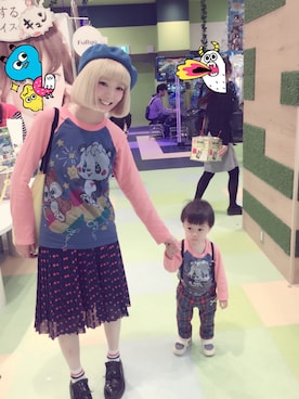 「グラグラ」｜「アイテム（ハンチング/ベレー帽）」を使った、るかくんmamさん（キッズ・80cm）の春コーディネート