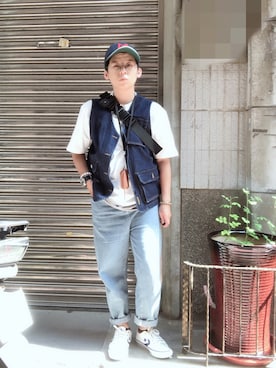 「banner bearner（バナーバーナー）のアイテム」を使った、柚子さん（メンズ・160cm）の夏コーディネート