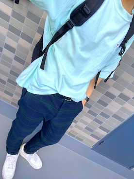 「YAKPAK（ヤックパック）のアイテム（バックパック/リュック）」を使った、熱田佐武さん（メンズ・170cm）の夏コーディネート