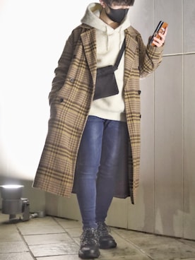 「ボア」｜「アイテム（トレンチコート）」を使った、HIBIKIさん（メンズ・164cm）の冬コーディネート