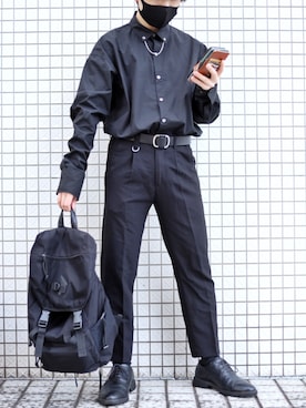 「PARKS TOKYO SELECT（パークストウキョウセレクト）のレザーベルト（ベルト）」を使った、HIBIKIさん（メンズ・164cm）の春コーディネート