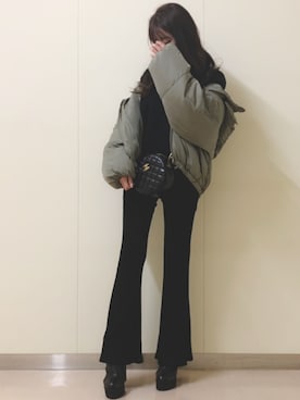 「fifth（フィフス）の中綿ショートダウンコート（ダウンジャケット/コート）」を使った、モリアヤさん（レディース・152cm）の秋コーディネート