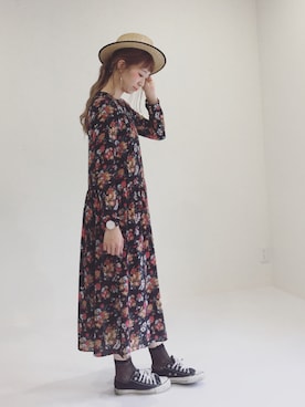 「SALON adam et rope'（サロン アダム エ ロペ）のアイテム（ハット）」を使った、ちばのぞみ。さん（レディース・165cm）の春コーディネート