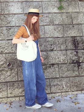 「SALON adam et rope'（サロン アダム エ ロペ）のアイテム（ハット）」を使った、ちばのぞみ。さん（レディース・165cm）の夏コーディネート