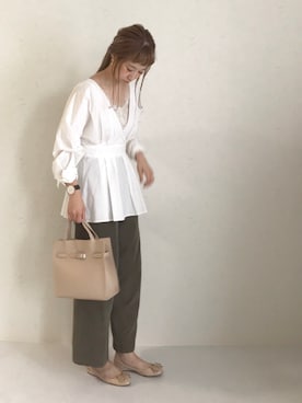 「florist」｜「アイテム（キャミソール）」を使った、ちばのぞみ。さん（レディース・165cm）の秋コーディネート