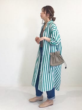 「FIL DE FER（フィルデフェール）のアイテム（パンツ）」を使った、ちばのぞみ。さん（レディース・165cm）の夏コーディネート
