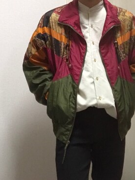 「レトロ」｜「アイテム（ナイロンジャケット）」を使った、かわだこさん（メンズ・165cm）の冬コーディネート