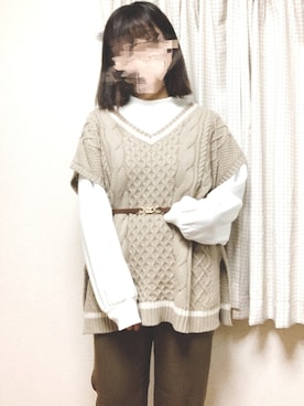 「rps（アールピーエス）のアイテム（ベスト）」を使った、hiiさん（レディース・157cm）の冬コーディネート