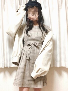 「アイテム（キャスケット）」を使った、hiiさん（レディース・157cm）の冬コーディネート