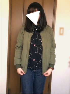 「tiptop（ティップトップ）のアイテム（MA-1）」を使った、Emi Suzuki ✿さん（レディース・155cm）の春コーディネート
