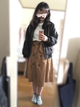 「平成最後のWEARISTAセンバツ」｜「アイテム（MA-1）」を使った、Emi Suzuki ✿さん（レディース・155cm）の春コーディネート