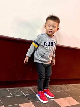 「Roots Canadaのアイテム（トップス）」を使った、gennygennyさん（キッズ・90cm）の秋コーディネート