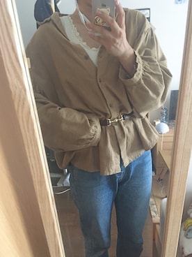 「Crisp（クリスプ）のレースリブタンク（タンクトップ）」を使った、ｅｍａ ¨̮ さん（レディース・160cm）の秋コーディネート