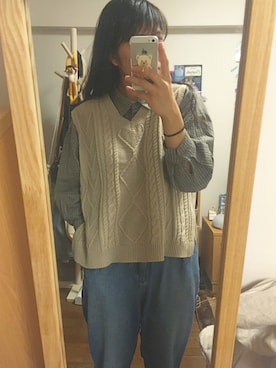 「マムジーンズ」｜ｅｍａ ¨̮ さん（レディース・160cm）の冬コーディネート