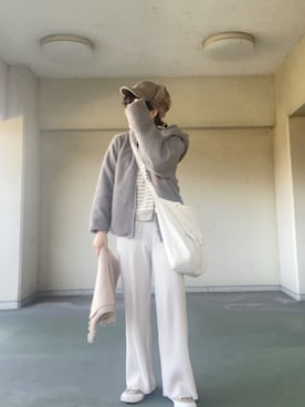 「リブニットパンツ」｜ｅｍａ ¨̮ さん（レディース・160cm）の冬コーディネート