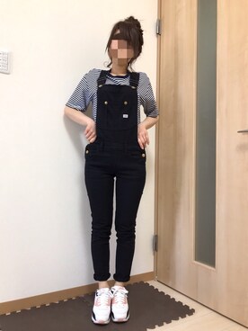 「スキニー」｜「アイテム（サロペット/オーバーオール）」を使った、ちゃばさん（レディース・148cm）の春コーディネート