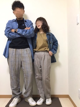 「ラコステ」｜「アイテム（デニムジャケット）」を使った、ちゃばさん（レディース・148cm）の秋コーディネート
