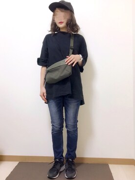 「NIKE（ナイキ）のNIKE WMNS AIR HUARACHE RUN【SP】（スニーカー）」を使った、ちゃばさん（レディース・148cm）の秋コーディネート