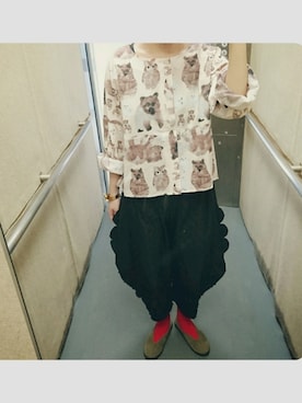 「ブラウスコーデ」｜「アイテム（スリッポン）」を使った、Ashikoさん（レディース・153cm）の春コーディネート