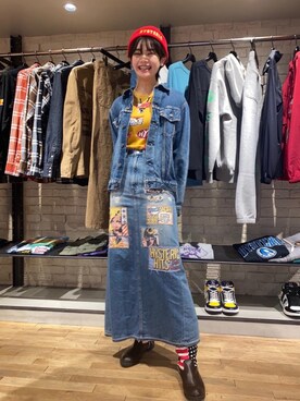 「70'sコーデ」｜「アイテム（デニムジャケット）」を使った、omen6さん（レディース・170cm）の秋コーディネート