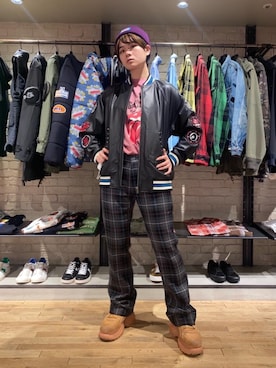 「ロックコーデ」｜「アイテム（スタジャン）」を使った、omen6さん（レディース・170cm）の秋コーディネート