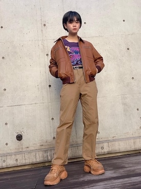 「ロックコーデ」｜「アイテム（ブルゾン）」を使った、omen6さん（レディース・170cm）の冬コーディネート