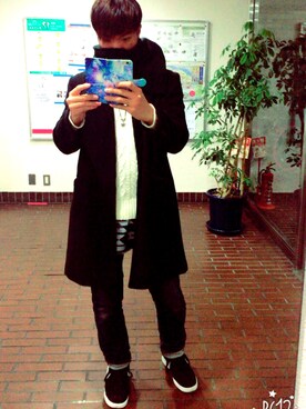 「SPINNS（スピンズ）のアイテム（マフラー）」を使った、リュウさん（メンズ・181cm）の冬コーディネート