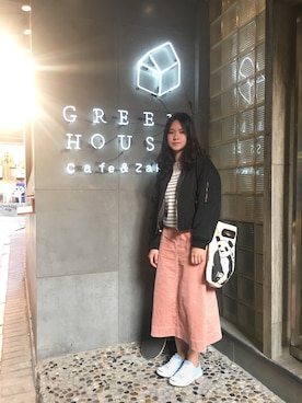 「MUJI」｜「アイテム（ブルゾン）」を使った、Celeste Lamさん（レディース・163cm）の冬コーディネート