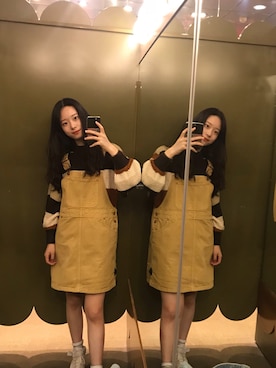 「MONKI（モンキ）のアイテム（オールインワン・サロペット）」を使った、WelcomeBackk1さん（レディース・165cm）の秋コーディネート