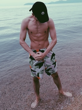 「MONCLER（モンクレール）のアイテム（帽子）」を使った、Fashon_shokiさん（メンズ・183cm）の夏コーディネート