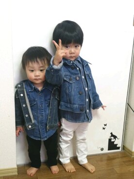 「EDWIN（エドウィン）のアイテム（デニムジャケット）」を使った、チェリーさん（キッズ・90cm）の冬コーディネート