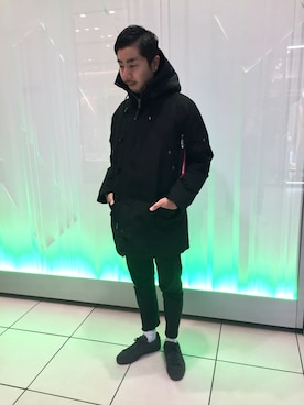 「alpha」｜「アイテム（ダウンジャケット/コート）」を使った、Kiyotaka Nakagawaさん（メンズ・171cm）の冬コーディネート