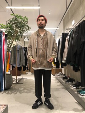 「ベージュ×ブラック」｜「アイテム（ブルゾン）」を使った、Kiyotaka Nakagawaさん（メンズ・171cm）の冬コーディネート