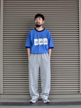 「MONKEY TIME（モンキータイム）のアイテム（スウェットパンツ）」を使った、Kiyotaka Nakagawaさん（メンズ・171cm）の夏コーディネート