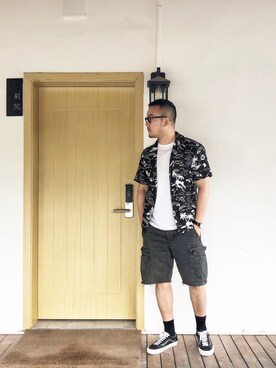 「アイテム（スリッポン）」を使った、蛋妮🐷さん（メンズ・175cm・20代）の夏コーディネート
