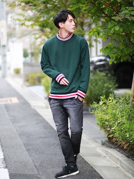 「リブライン」｜Xinさん（メンズ・183cm）の秋コーディネート